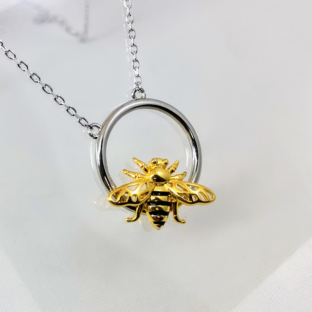 Crystal Sterling Silver Bumble Bee Necklace, Bee Necklace– Jewelry By Tali