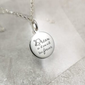 Sterling silver personal pendant with inscription, double sided.