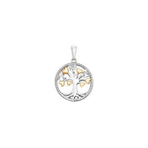 Tree of Life pendant with cz detail and 9ct gold plated hearts