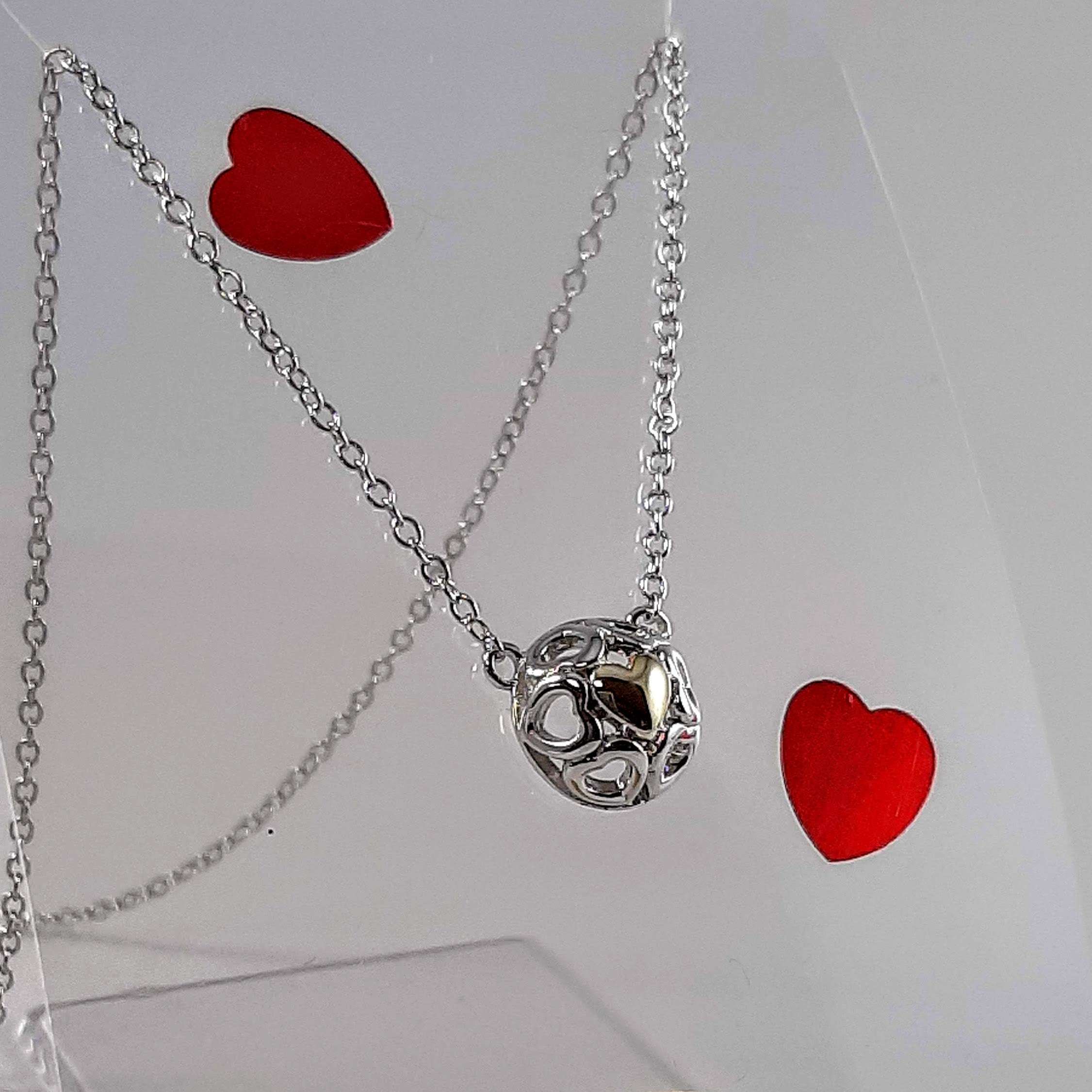 Have a Heart Sterling Silver & Rolled Gold Hearts Neckpiece