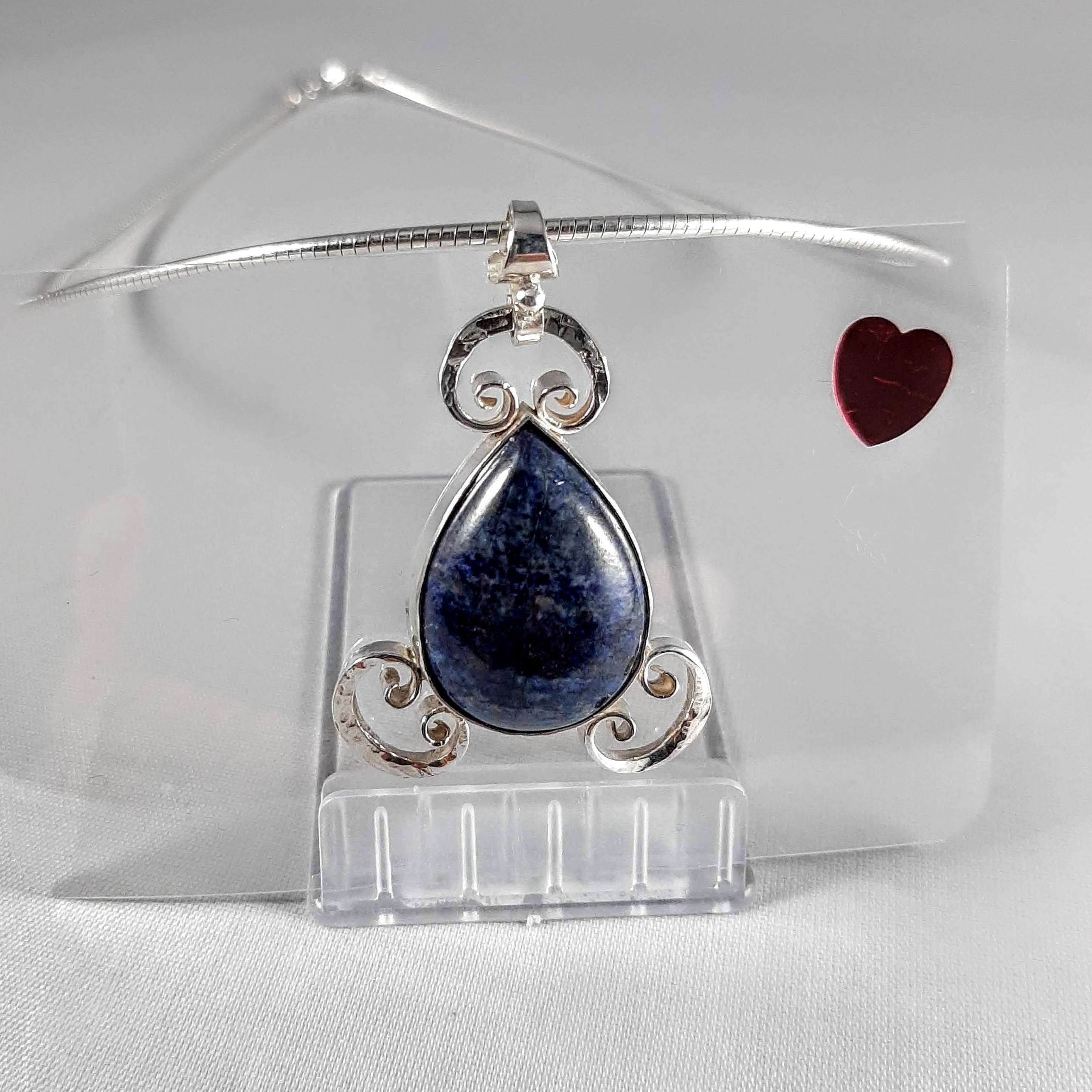 Droplets Sterling Silver Unique One Off Pendant with a Teardrop Lapis Lazuli Stone