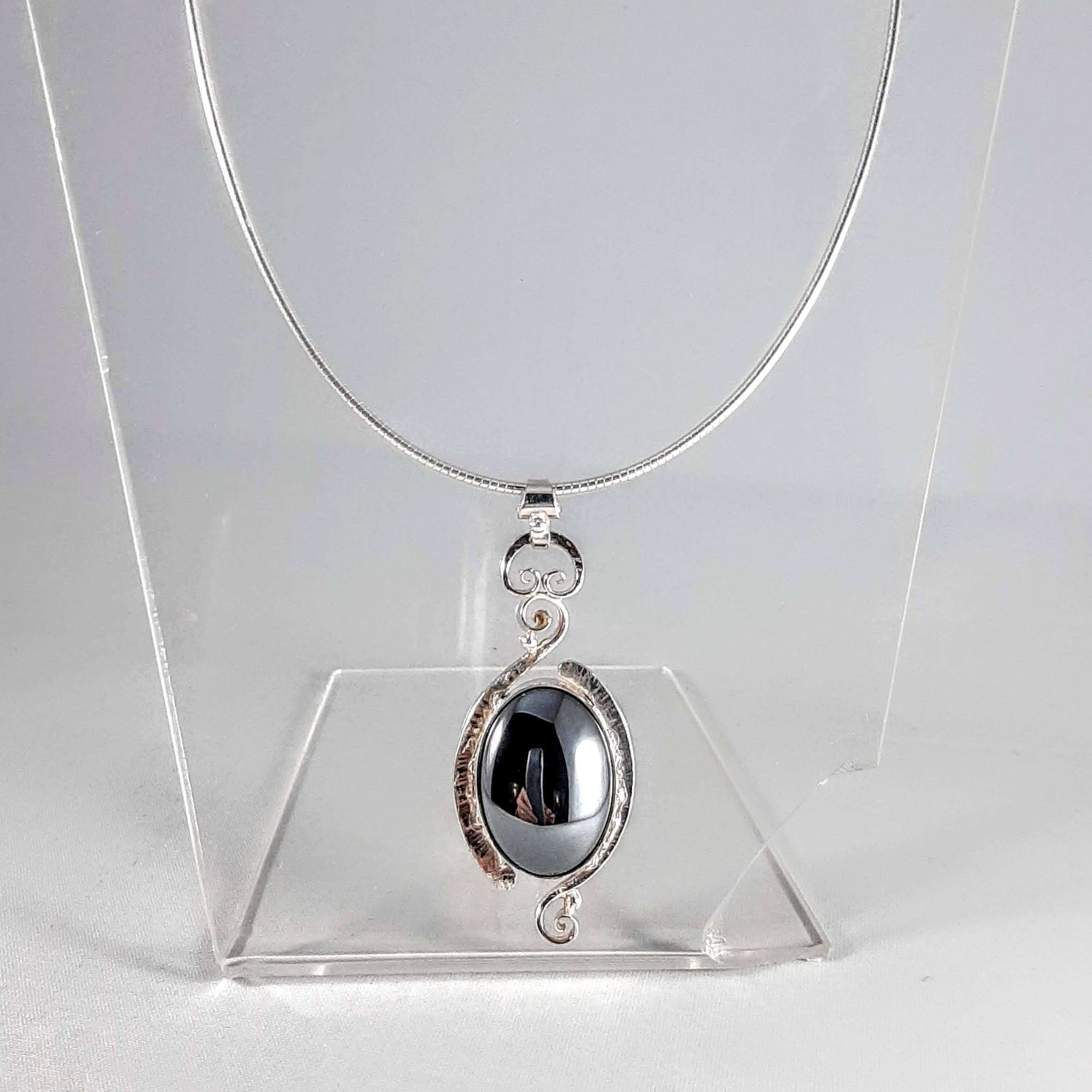Droplets Sterling Silver Unique One Off Pendant with Hematite Stone