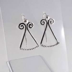 Droplets Sterling Silver Sculpted & Forged One Piece Drop Earrings