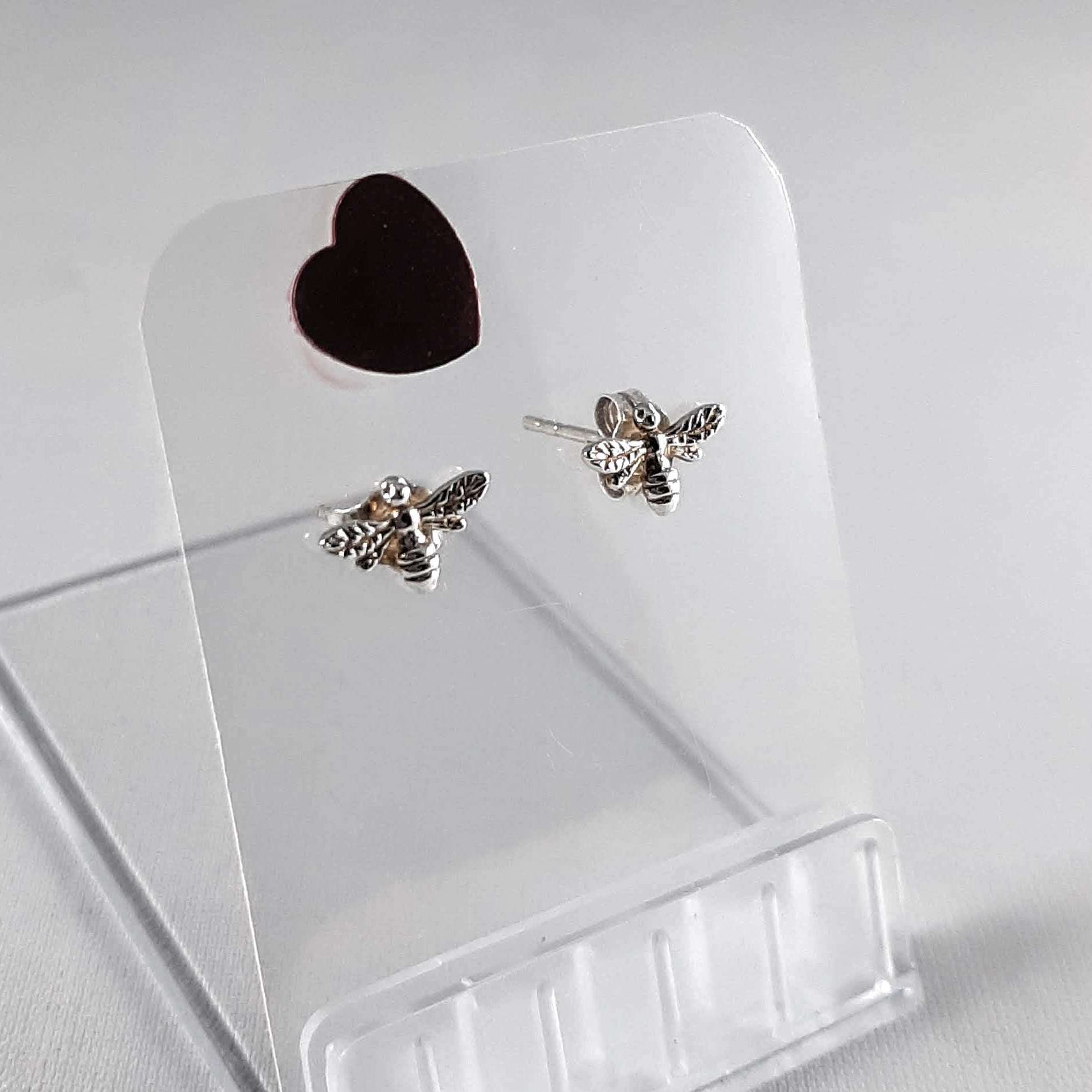Organics Collection Sterling Silver Small Honey Bee Stud Earrings