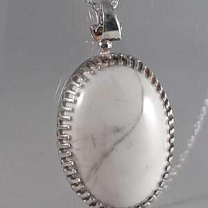 Droplets Sterling Silver Unique One Off Pendant with White Howlite Stone