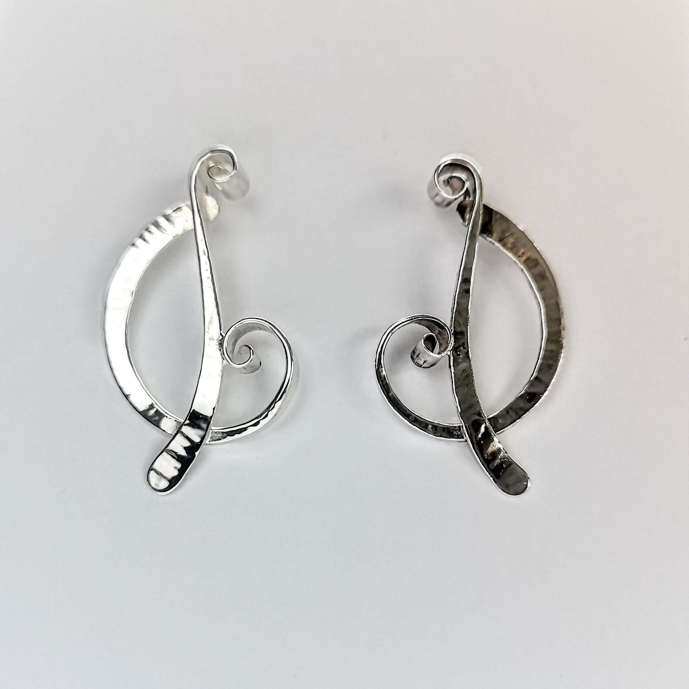 Droplets Sterling Silver Sculpted & Forged One-piece Drop Earrings