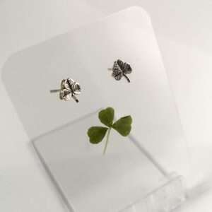Traditional Collection Sterling Silver Shamrock Stud Earrings.