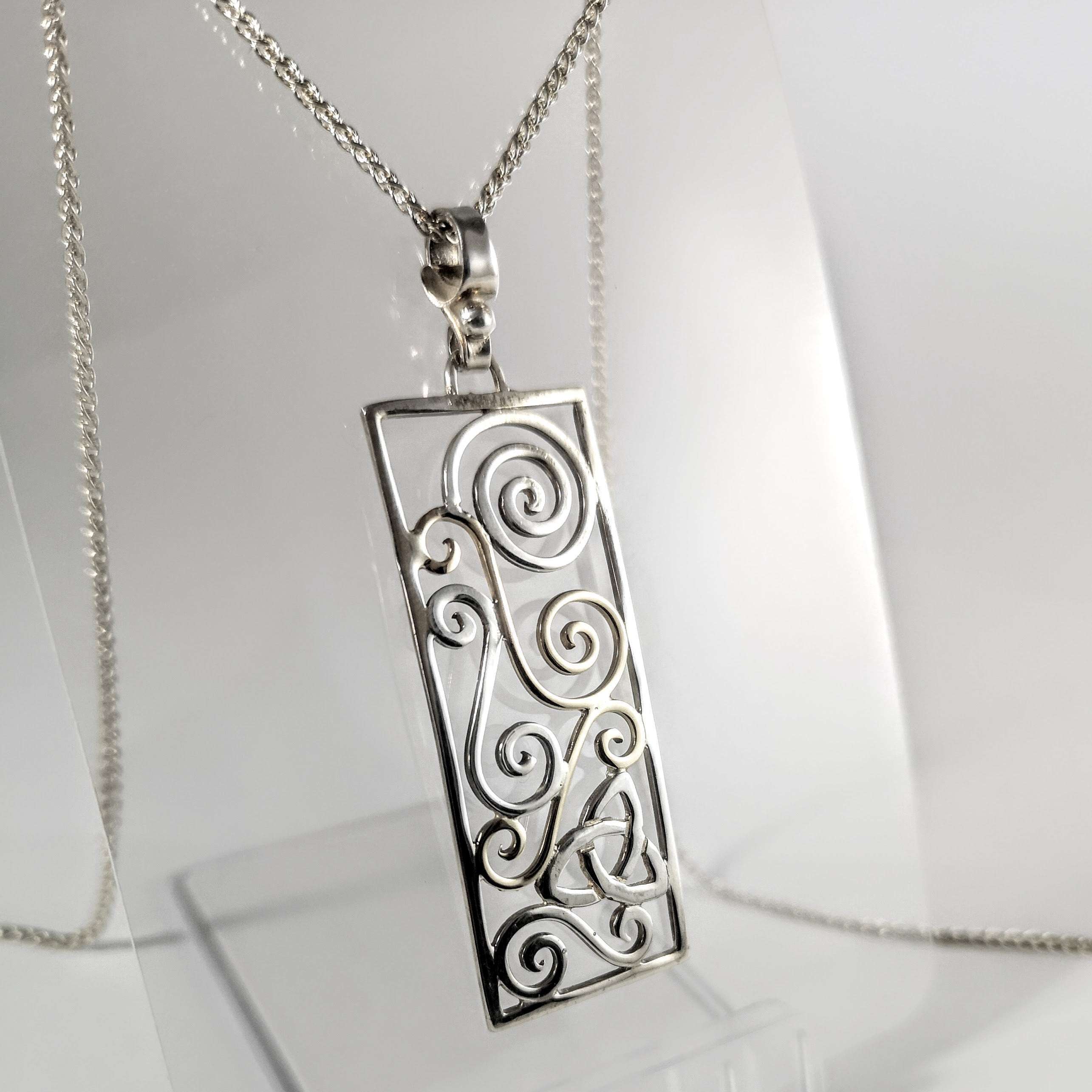 Celtic Combinations Sterling Silver Spiral Pendant with Trinity Knot