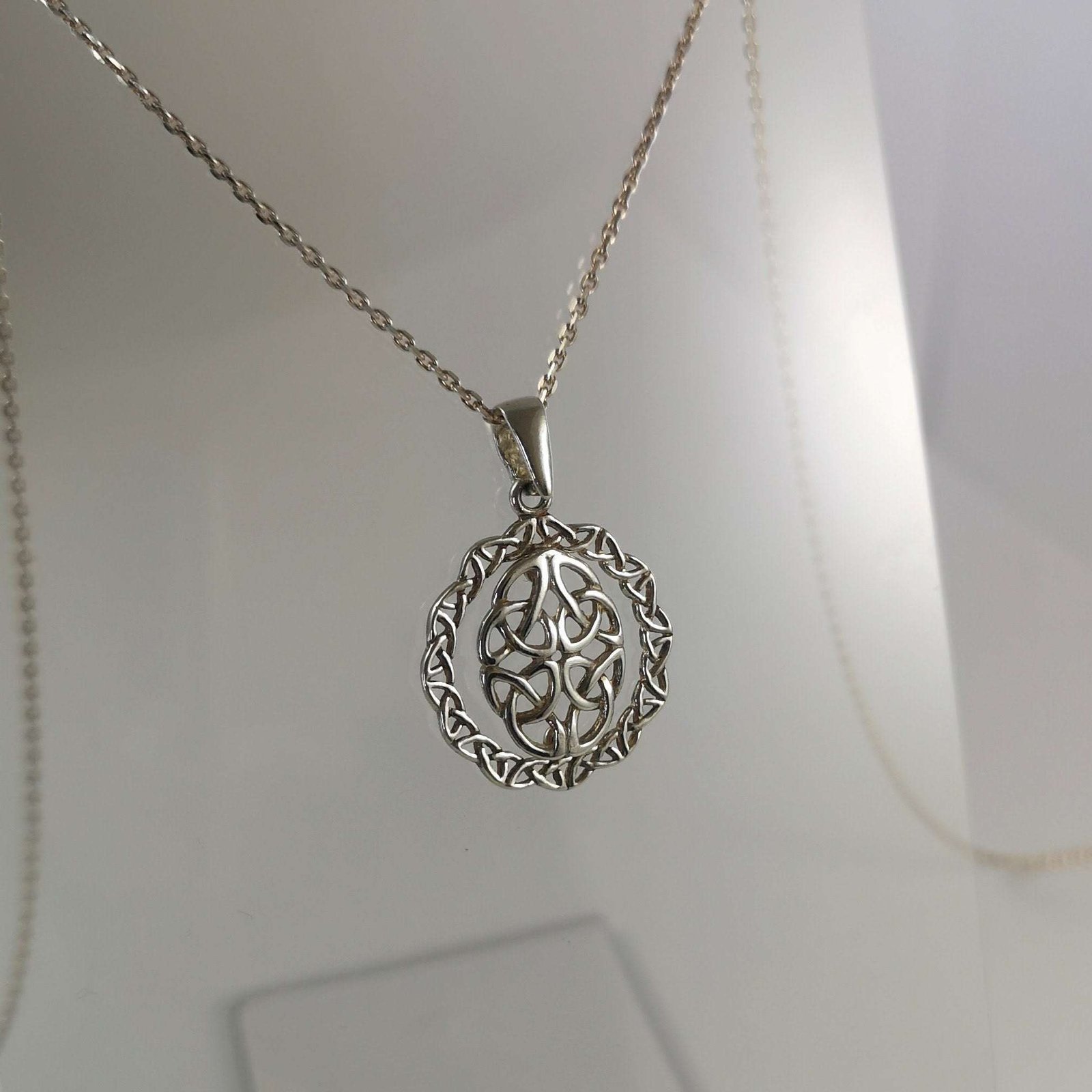 Celtic Origins Sterling Silver Celtic Weave Pendant with Trinity Knot Detail