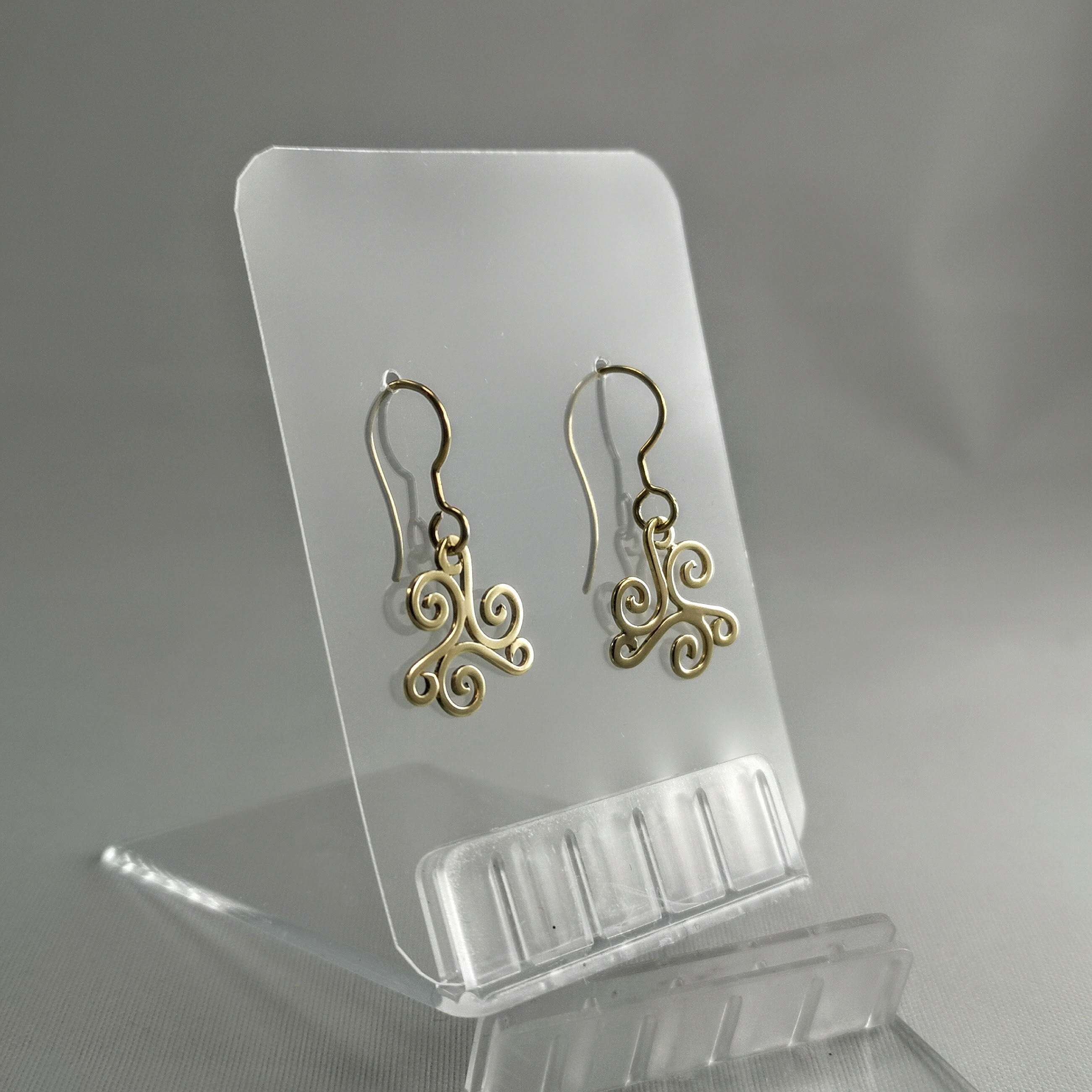 9ct Gold Irish spiral triskele drop earrings