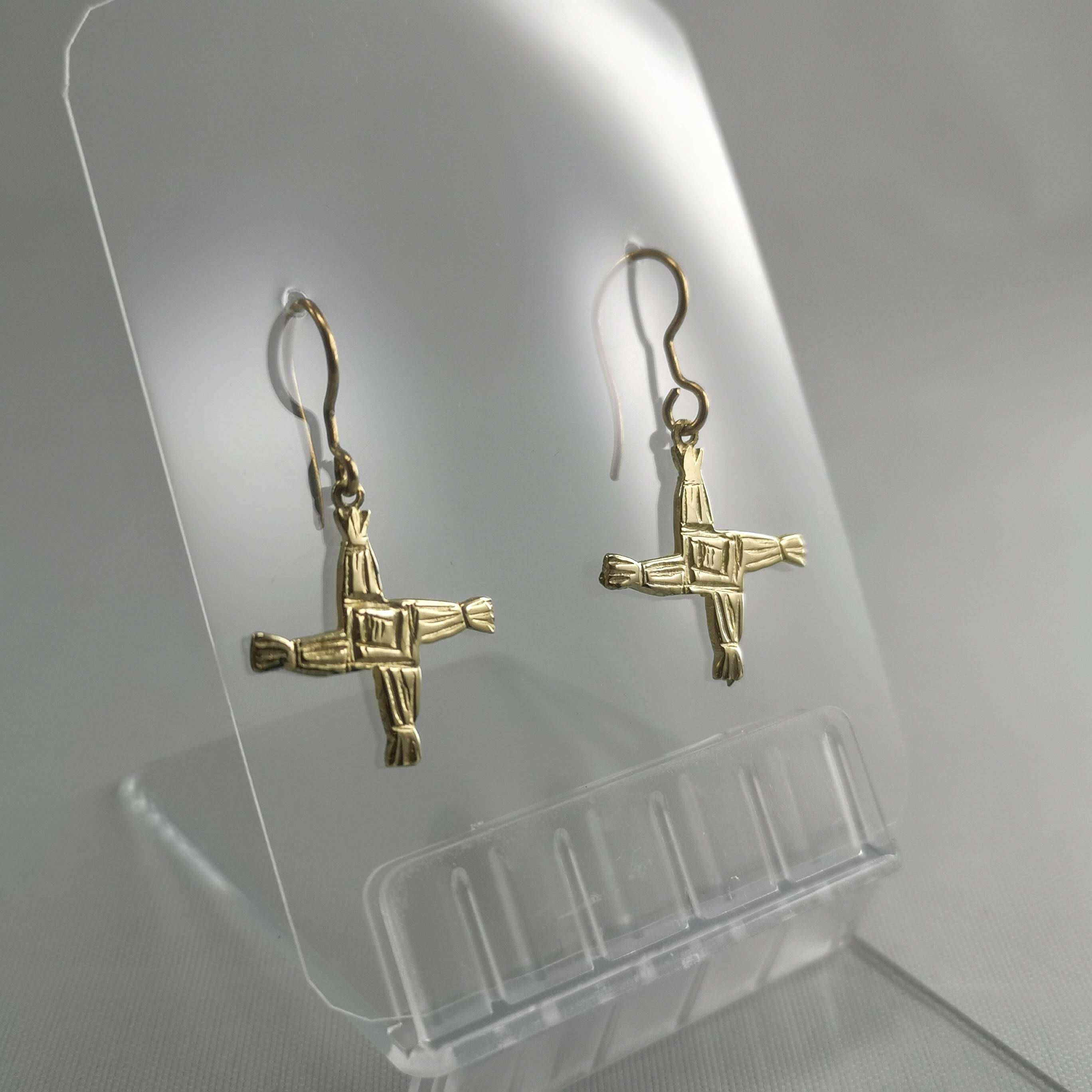 9ct gold Irish St Bridgit's cross drop earrings