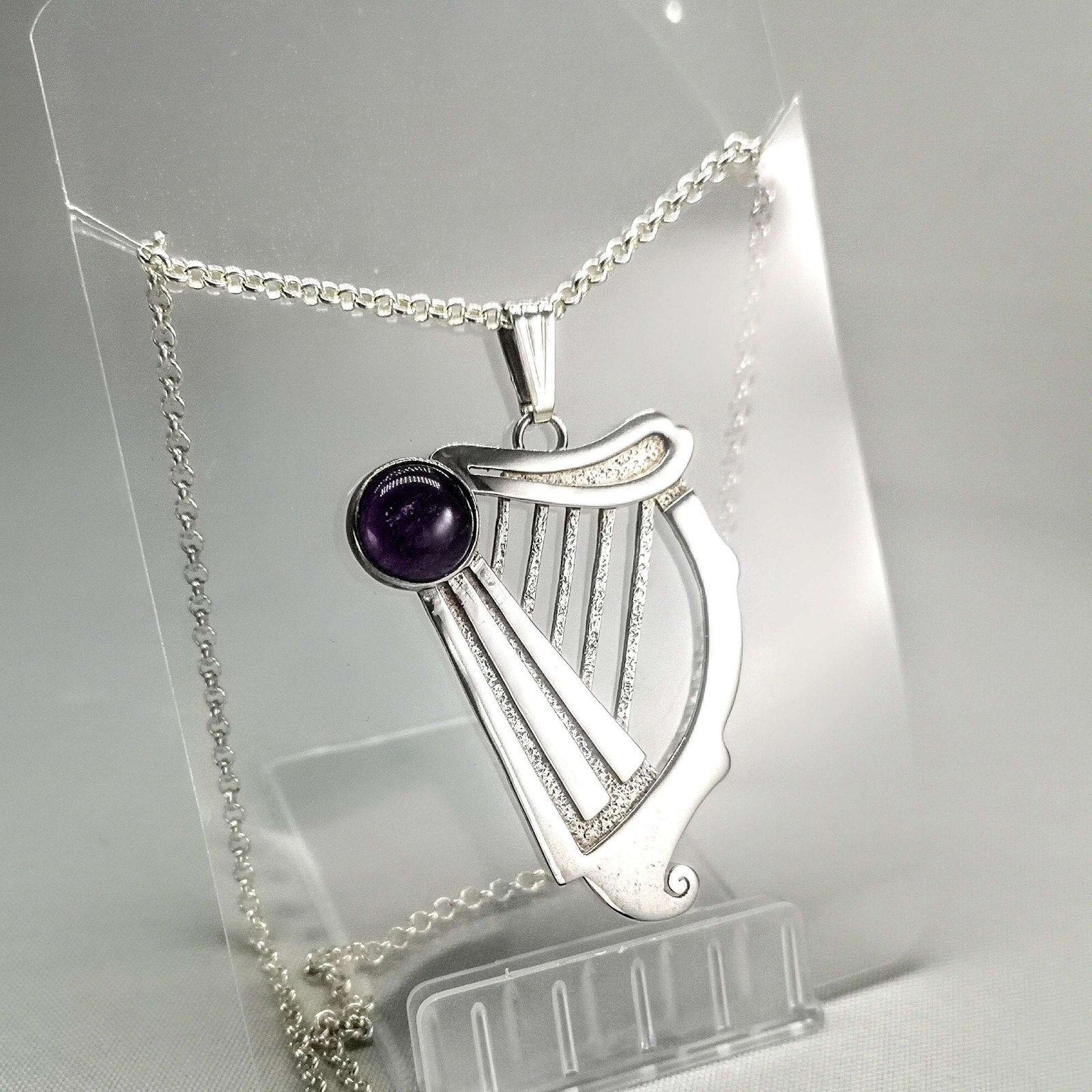 Traditional Collection Sterling Silver Large Harp Pendant