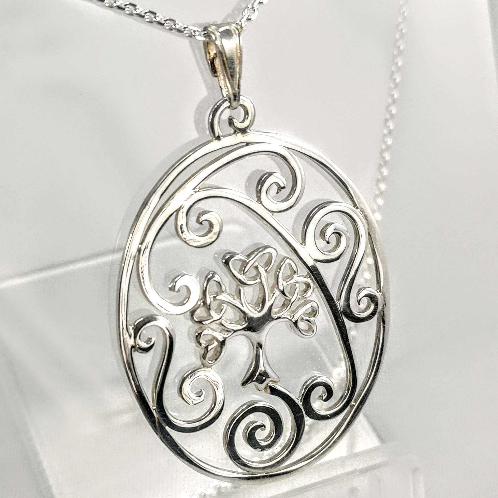Celtic Combinations Sterling Silver Spiral and Tree of Life Pendant