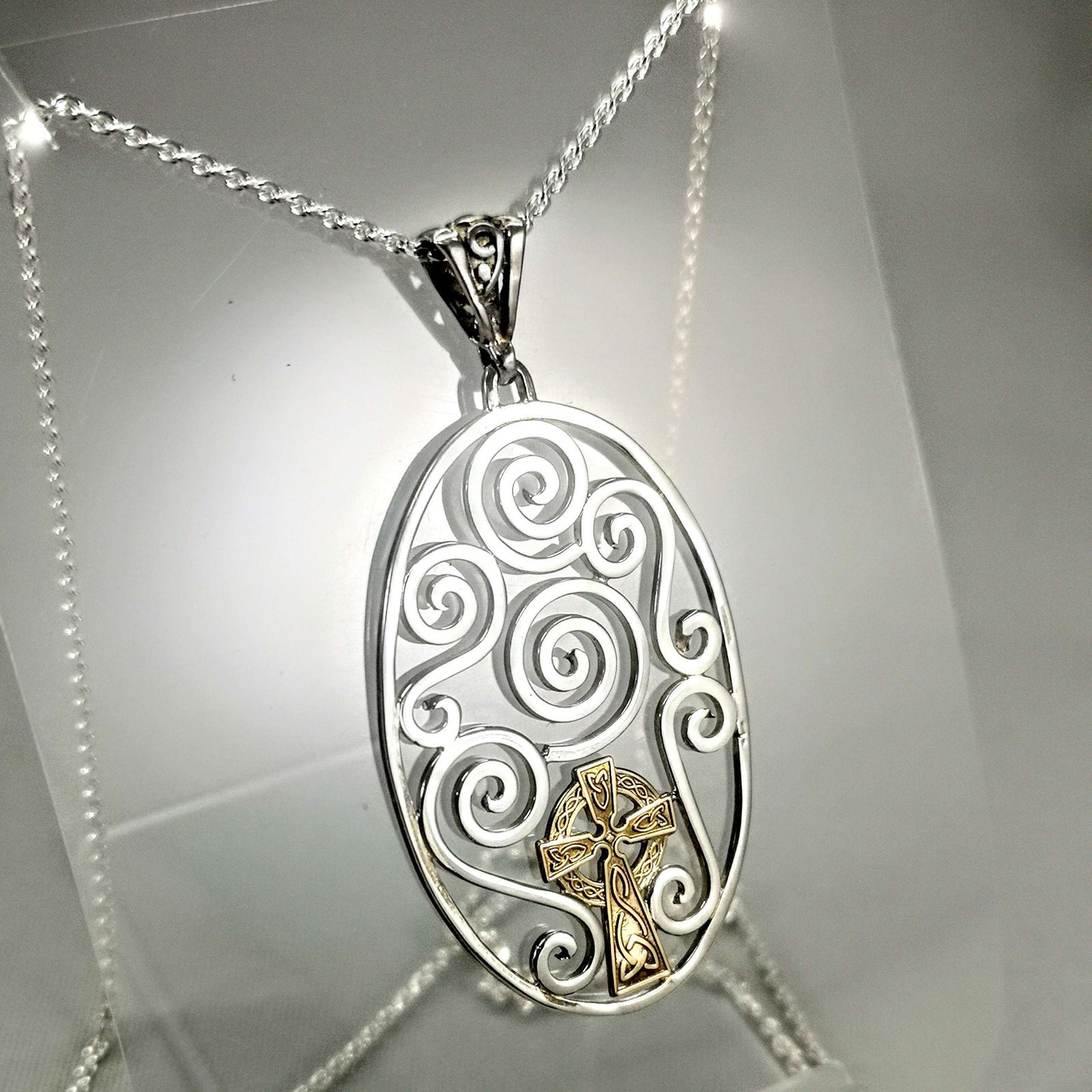 Celtic Harmony Sterling Silver 9ct Gold Spiral Pendant Celtic Harmony Sterling Silver 9ct Gold Spiral Pendant