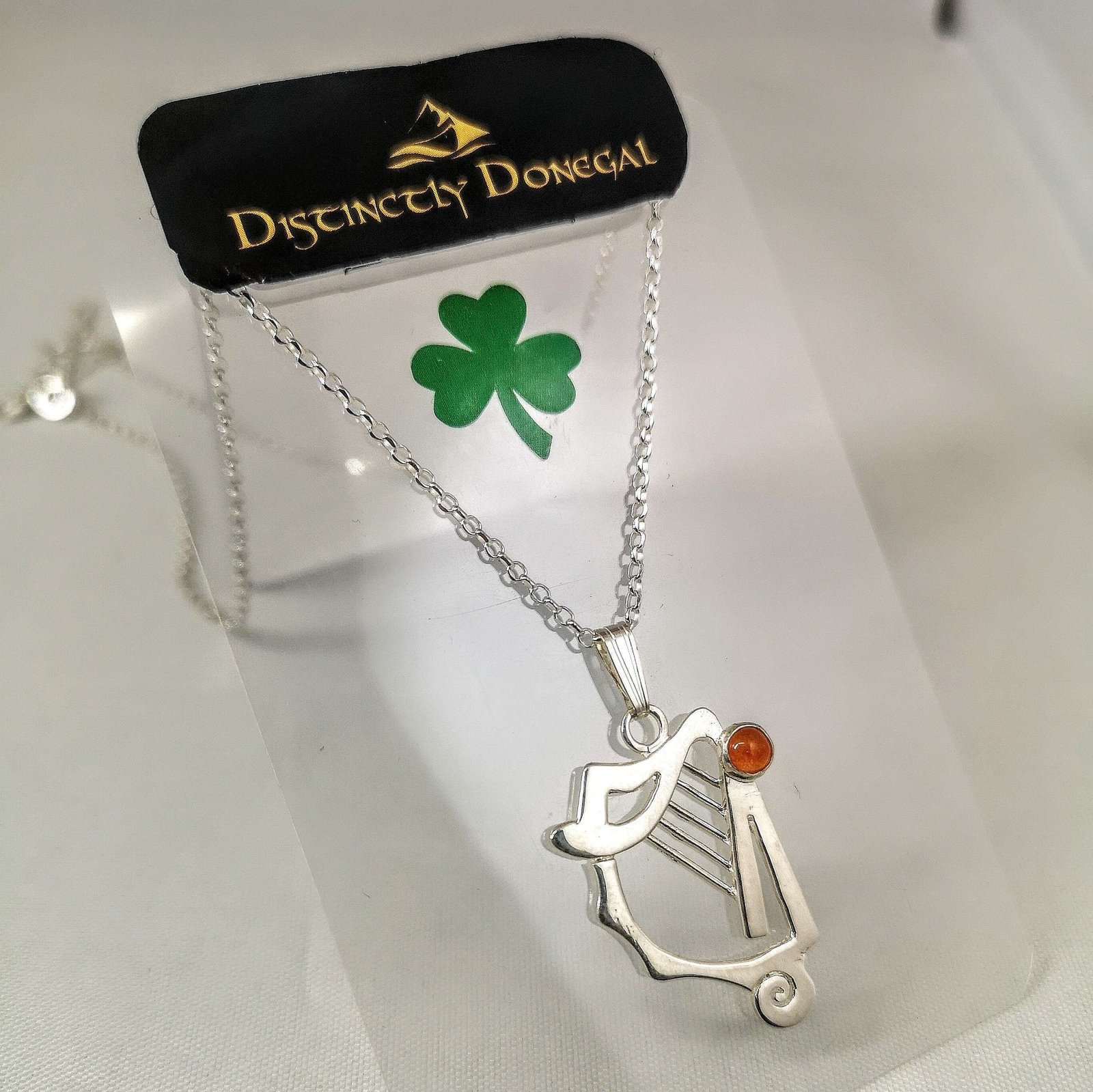 thumbnail image 2 of Vintage Irish Harp Coin Pendant Necklace – Unisex, Alloy, Adjustable Cord, Silver/Gold Tone, USA Made 2 of 5